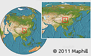 Satellite Location Map of Jainca, within the entire country