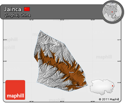 Physical Map of Jainca, single color outside