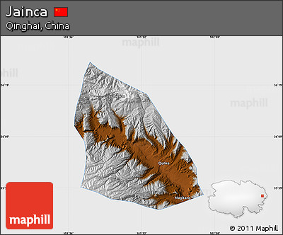 Physical Map of Jainca, single color outside