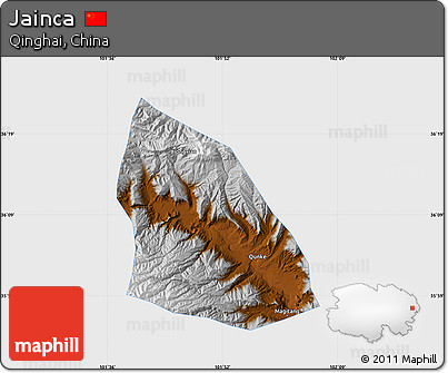 Physical Map of Jainca, single color outside