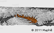 Physical Panoramic Map of Jainca, desaturated