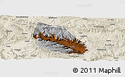 Physical Panoramic Map of Jainca, shaded relief outside
