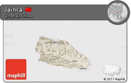 Shaded Relief Panoramic Map of Jainca, cropped outside