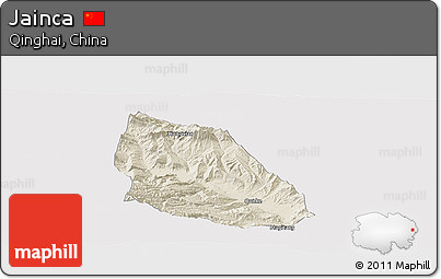 Shaded Relief Panoramic Map of Jainca, cropped outside