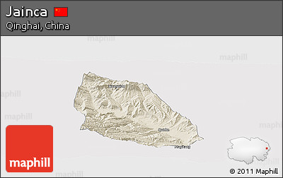 Shaded Relief Panoramic Map of Jainca, cropped outside