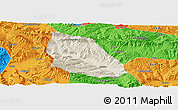 Shaded Relief Panoramic Map of Jainca, political outside