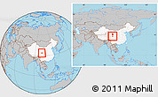 Gray Location Map of Jigzhi, highlighted country, within the entire country