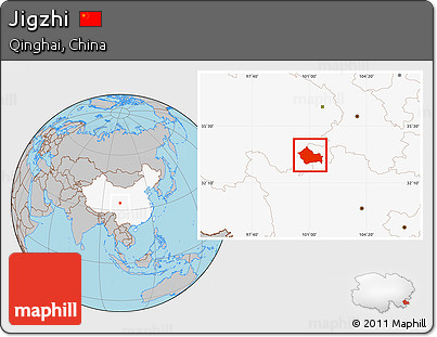 Gray Location Map of Jigzhi, highlighted country