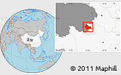 Gray Location Map of Jigzhi, highlighted country, highlighted parent region