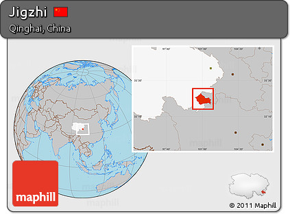 Gray Location Map of Jigzhi, highlighted parent region