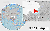Gray Location Map of Jigzhi, highlighted parent region, hill shading