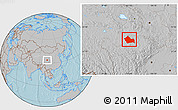 Gray Location Map of Jigzhi, hill shading