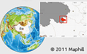 Physical Location Map of Jigzhi, highlighted country, highlighted parent region