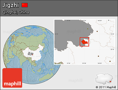Savanna Style Location Map of Jigzhi, highlighted country, highlighted parent region, hill shading
