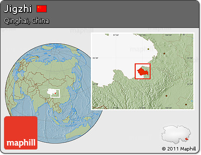 Savanna Style Location Map of Jigzhi, highlighted parent region, hill shading