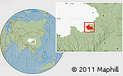 Savanna Style Location Map of Jigzhi, highlighted parent region, hill shading