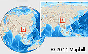 Shaded Relief Location Map of Jigzhi, within the entire country