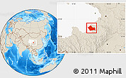 Shaded Relief Location Map of Jigzhi, highlighted parent region