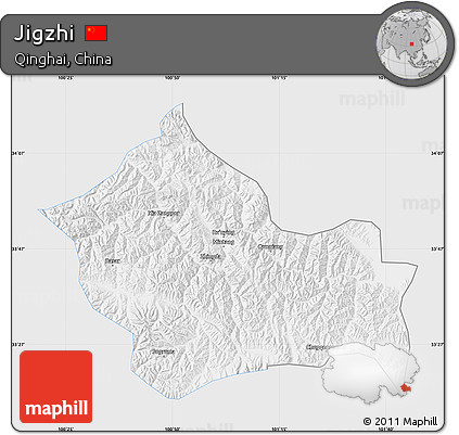 Silver Style Map of Jigzhi, single color outside