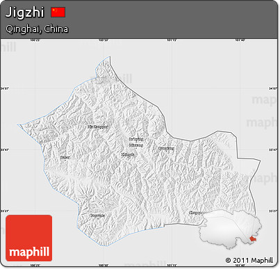 Silver Style Map of Jigzhi, single color outside