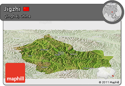 Satellite Panoramic Map of Jigzhi, lighten