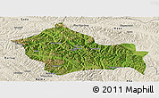 Satellite Panoramic Map of Jigzhi, shaded relief outside