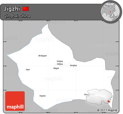 Gray Simple Map of Jigzhi, single color outside