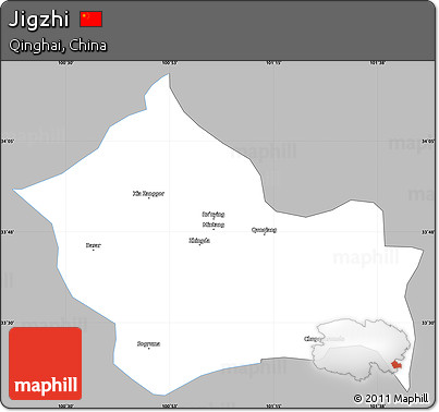 Gray Simple Map of Jigzhi, single color outside