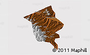 Physical 3D Map of Minhe, cropped outside