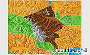Physical 3D Map of Minhe, political outside