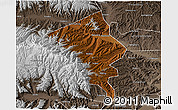 Physical 3D Map of Minhe, semi-desaturated