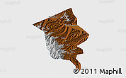 Physical 3D Map of Minhe, single color outside