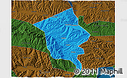 Political 3D Map of Minhe, darken