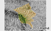 Satellite 3D Map of Minhe, desaturated