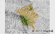 Satellite 3D Map of Minhe, lighten, desaturated