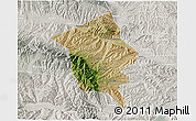 Satellite 3D Map of Minhe, lighten, semi-desaturated
