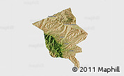 Satellite 3D Map of Minhe, single color outside