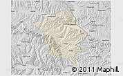 Shaded Relief 3D Map of Minhe, desaturated