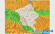 Shaded Relief 3D Map of Minhe, political outside
