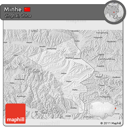 Silver Style 3D Map of Minhe