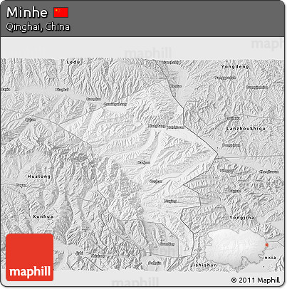 Silver Style 3D Map of Minhe