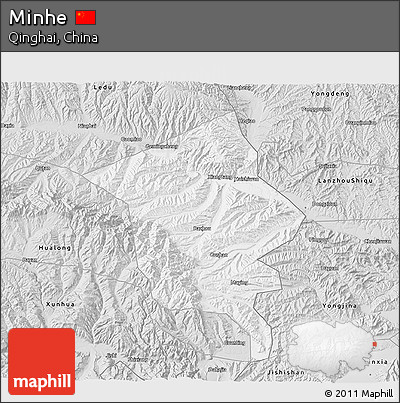 Silver Style 3D Map of Minhe