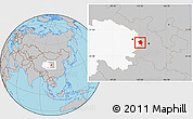 Gray Location Map of Minhe, highlighted parent region