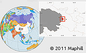 Political Location Map of Minhe, highlighted country, highlighted parent region