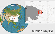 Satellite Location Map of Minhe, highlighted country, highlighted parent region