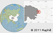 Savanna Style Location Map of Minhe, highlighted country, highlighted parent region, hill shading
