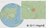 Savanna Style Location Map of Minhe, hill shading