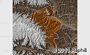 Physical Map of Minhe, semi-desaturated