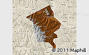 Physical Map of Minhe, shaded relief outside