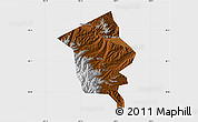 Physical Map of Minhe, single color outside